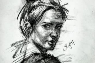 draw a pencil and charcoal portrait for you