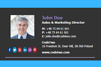design professional and clickable email signatures for gmail and outlook