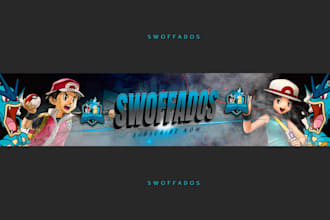 design a pokemon banner, gaming, twitch, mascot banner