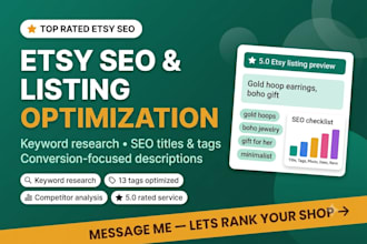 do etsy seo listing optimization, keyword research, and tags