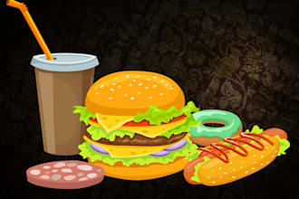 food illustration, cartoon, food vector, menu design, vector