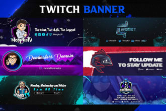 custom banner design for kick, twitch, facebook, youtube or twitter