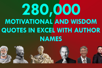 give 280,000 motivational and wisdom quotes in excel