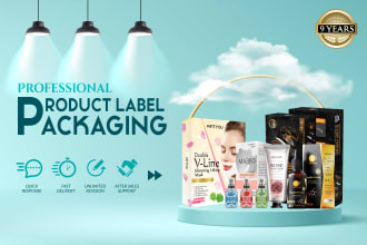 design product packaging box design, label and pouch