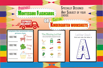 design montessori flashcards or kindergarten worksheets for kids