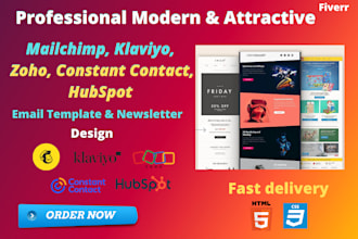 design custom mailchimp klaviyo zoho hubspot cc email template or newsletter