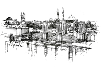 hand draw architecture and urban design sketches