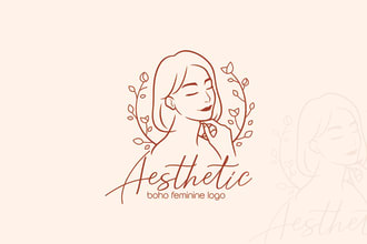 design botanical hand drawn boho feminine logo