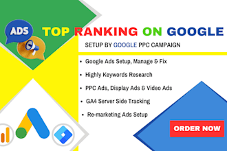 setup and fix google adwords, search ads PPC campaign