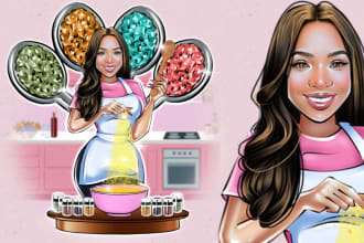 draw chef logo, cook cartoon portrait, mascot