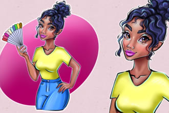 draw a nail studio logo, nail artist cartoon character
