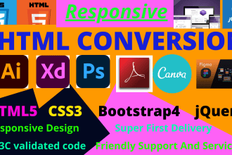 covert psd to html , figma to html, sketch to html