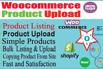 do product listing or upload to woo commerce, shopify store