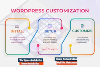 install wordpress and customize the wordpress website