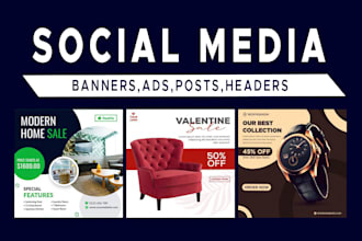design instagram posts ads, banners, headers, or story
