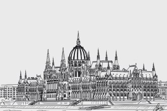 create a beautiful sketch of your favorite building and city