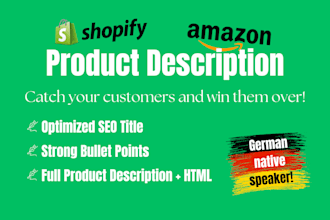 write your product descriptions on amazon or shopify