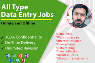 do perfect data entry, data scraping, web research and scraping
