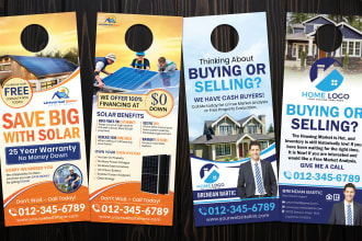 design door hanger, flyer for real estate, solar, lawn care, plumbing, cleaning