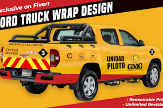 do awesome vehicle wrap design,car wrap,van wrap,food truck wrap with 3d mockup