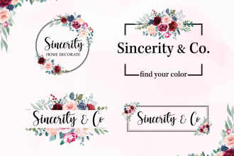 create watercolor floral logo design