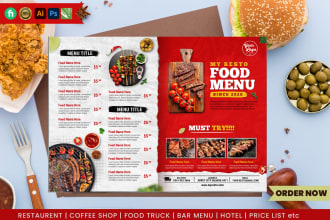 create modern restaurant menu, cafe menu and price list
