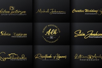 do luxury signature wedding photography logo design