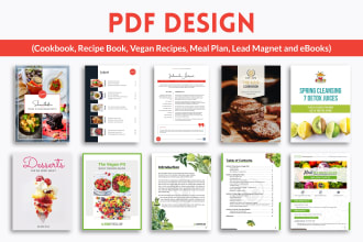 design recipe book, cookbook, meal plan, diet plan, workbook and ebook