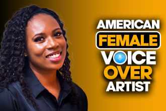 record natural african american female voice over, with english human voice