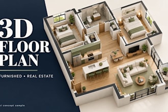create furnished 3d floor plan renderings for real estate