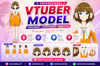 create professional live2d model for vtuber, facerig