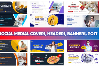 design attractive facebook,youtube, instagram header and banners