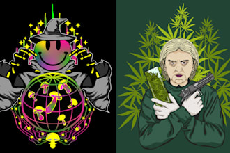 make a surrealism psychedelic trippy lowbrow weed design