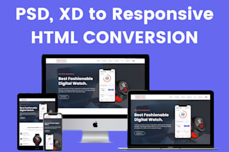 convert PSD, xd to HTML responsive webpages