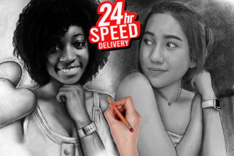 draw a realistic pencil sketch portrait in 24 hours