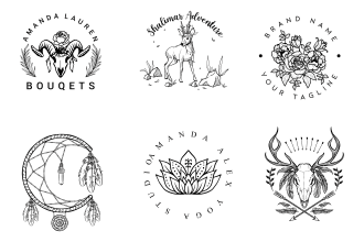 do boho and botanical hand drawn logo design