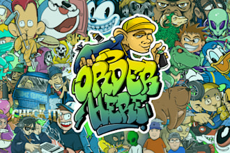 make unique cartoon character,graffiti character,mascot logo