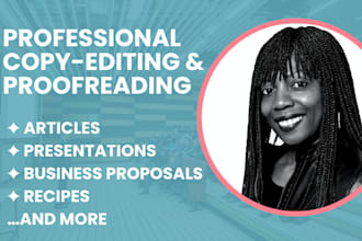 copyedit and proofread your written work, including recipes