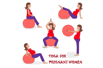 create pregnancy yoga,  workout, fitness illustrations