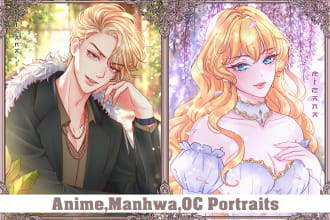 draw a beautiful portrait of your oc in anime or manhwa style