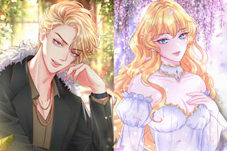 draw a beautiful portrait of your oc in anime or manhwa style
