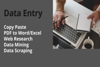 do data entry, data collection, typing, web research