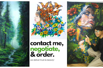 give you handpainted acrylic canvas paintings and shipping