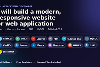 build a responsive website with PHP, laravel, vue or react
