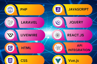 build websites and web applications with PHP, laravel,vue,react