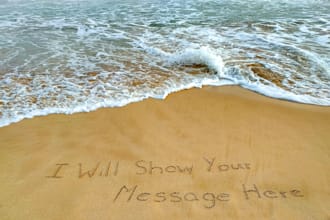 show your message on the beach as photo