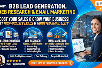 provide b2b lead generation, web research, and email lists