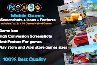 design professional mobile game screenshots and icons