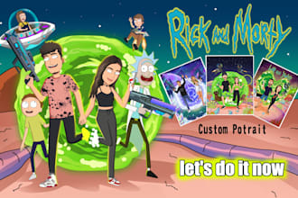 draw custom potrait rick and morty character