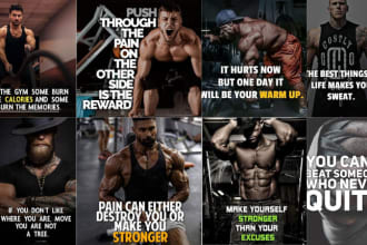 create 200 fitness, exercise, gym, wellness quotes with logo